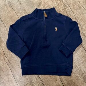 Polo Ralph Lauren Baby Quarter Zip Pullover 9M Navy Cotton Interlock Pony